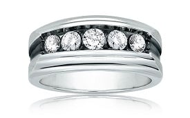 IBGoodman Men's 1ctw. Diamond Band in 14k White Gold with Black Rhodium